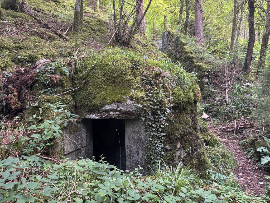 L'entrée au premier étage du poste de mitrailleuse situé à la Croix Zimmermann, vue de côté.