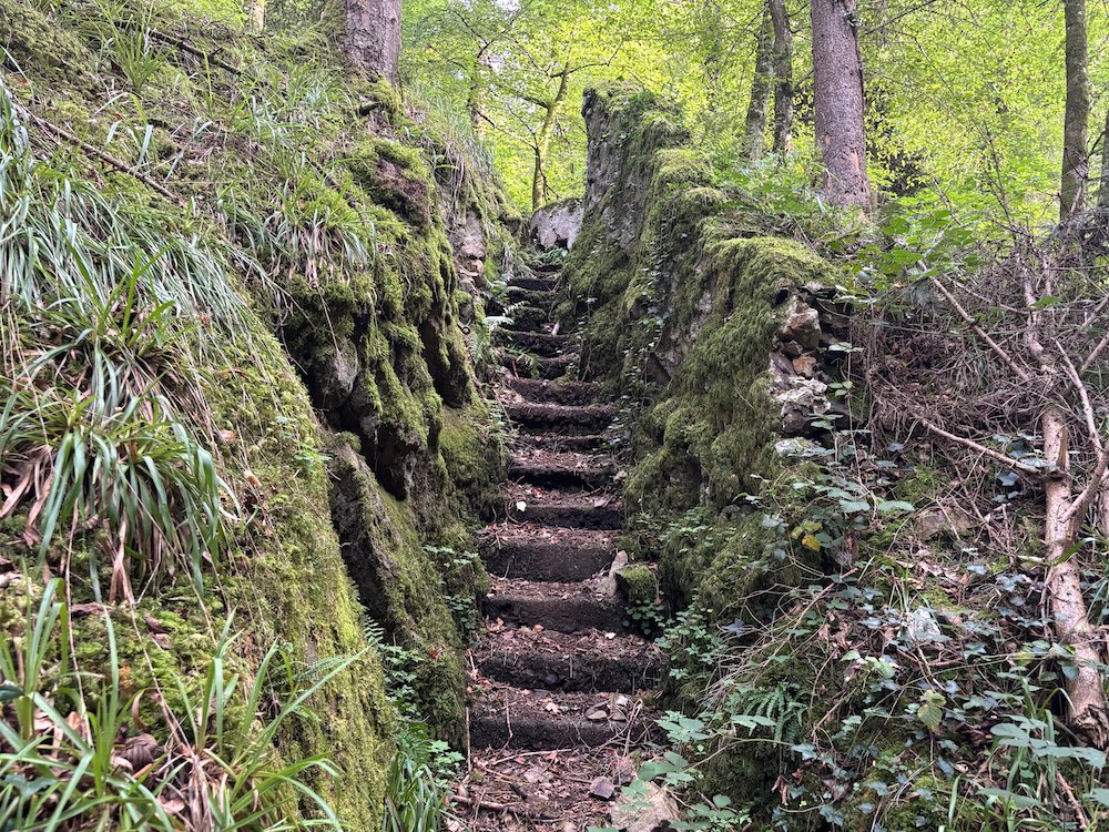 Escalier menant au second étage du poste de mitrailleuse de la Croix Zimmermann.